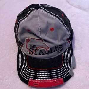 The Stables Bar Embroidered Distressed Cap - Gray/Black/Red